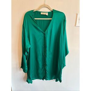 Victoria’s Secret Vintage Silk Nightgown Emerald Green Size L Gold Label